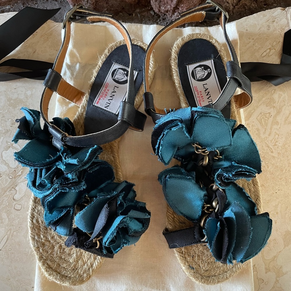 New Lanvin Espadrille & Satin Sandals